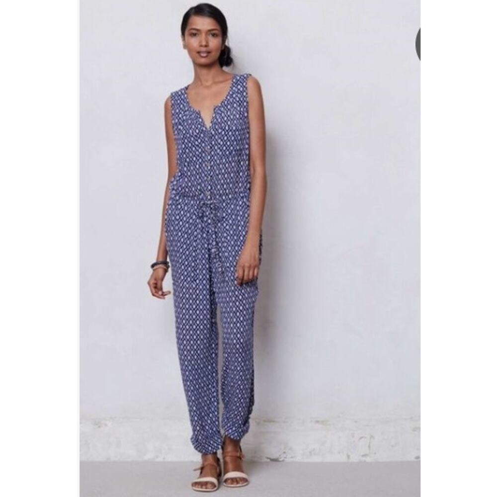 Anthropologie Lilka Dao Ikat Jumpsuit XS Boho Cropped Wide Leg